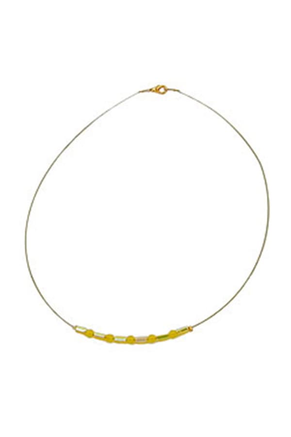 Necklace Glass Beads Yellow Mirrored - GL06962