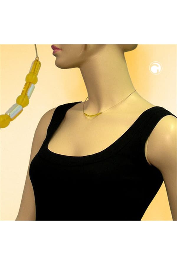 Necklace Glass Beads Yellow Mirrored - GL06962