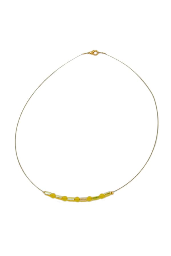 Necklace Glass Beads Yellow Mirrored - GL06962
