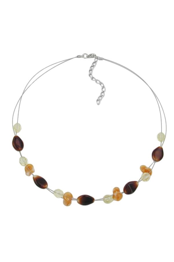 Necklace Glass Beads Brown 44cm - GL06436