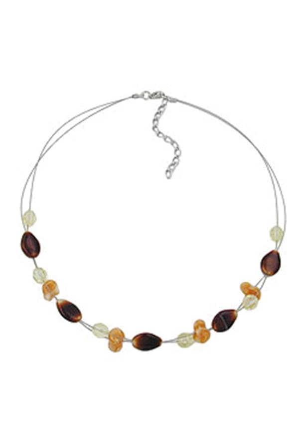 Necklace Glass Beads Brown 44cm - GL06436