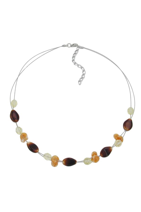 Necklace Glass Beads Brown 44cm - GL06436