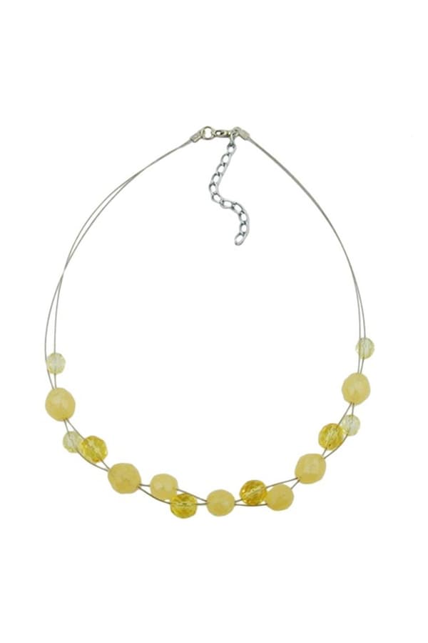Necklace Yellow Glass Beads On Coated Flexible Wire - GL06008