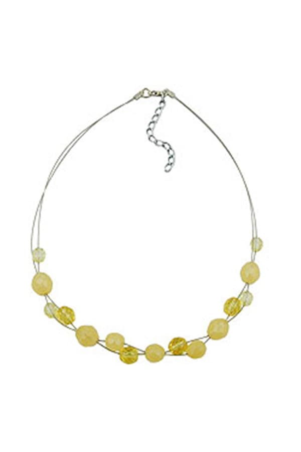 Necklace Yellow Glass Beads On Coated Flexible Wire - GL06008