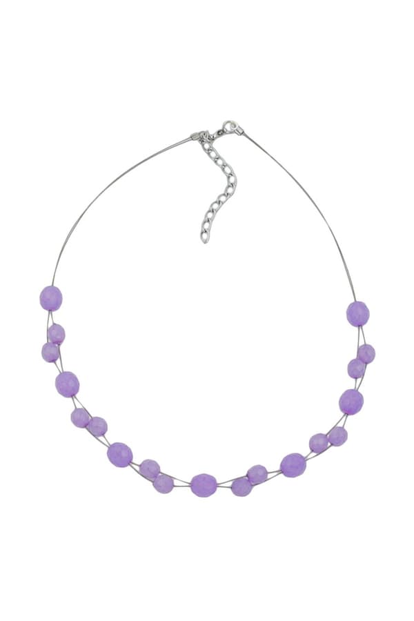 Necklace Glass Beads Purple 43cm - GL02544