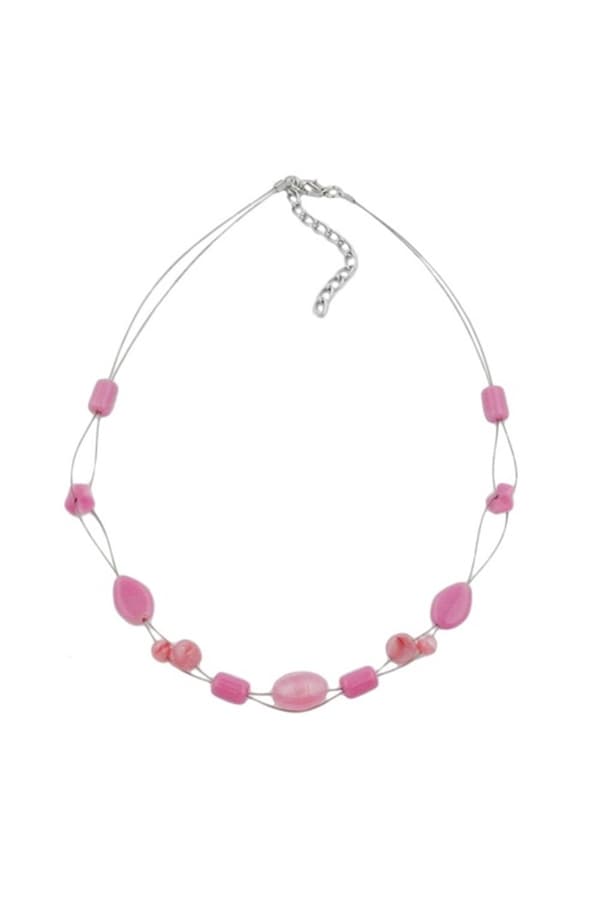 Necklace Glass Beads Pink - GL02537