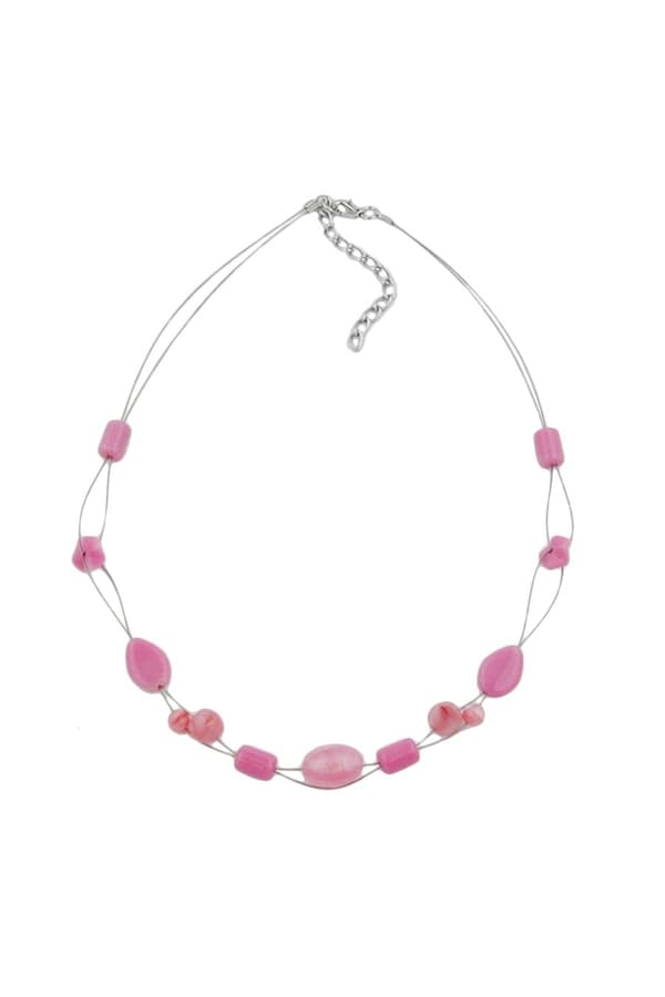 Necklace Glass Beads Pink - GL02537