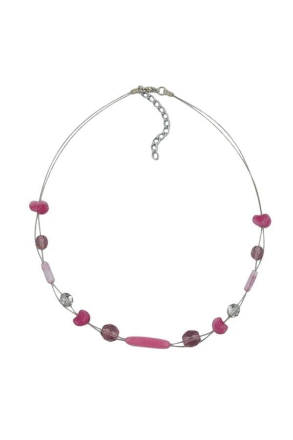 Necklace Glass Beads Purple 45cm - GL02533