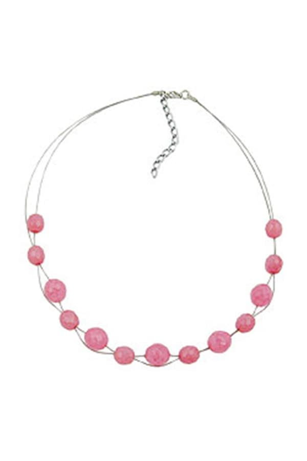 Necklace Glass Beads Pink 45cm - GL02530