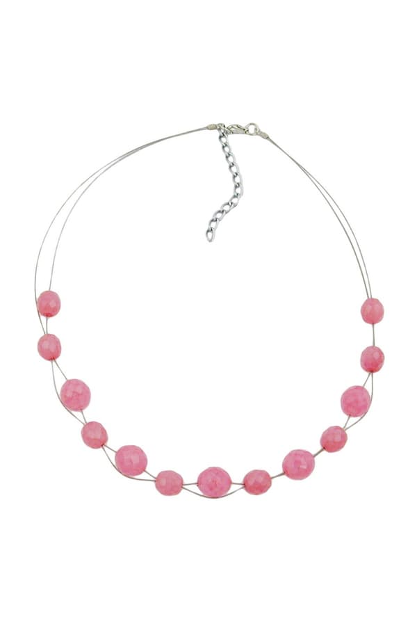 Necklace Glass Beads Pink 45cm - GL02530