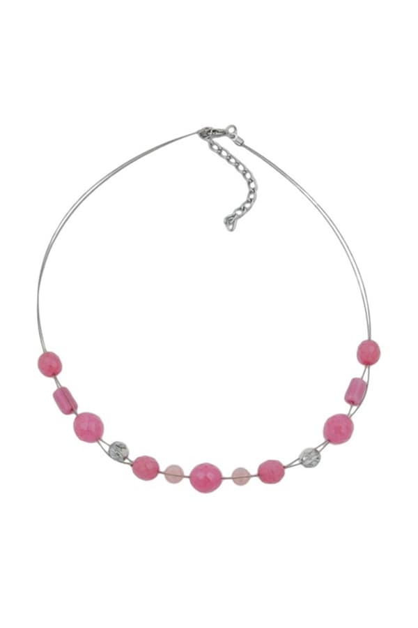 Necklace Glass Beads Pink 45cm - GL02527
