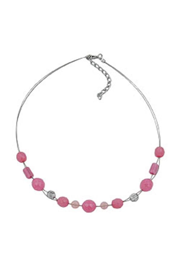 Necklace Glass Beads Pink 45cm - GL02527