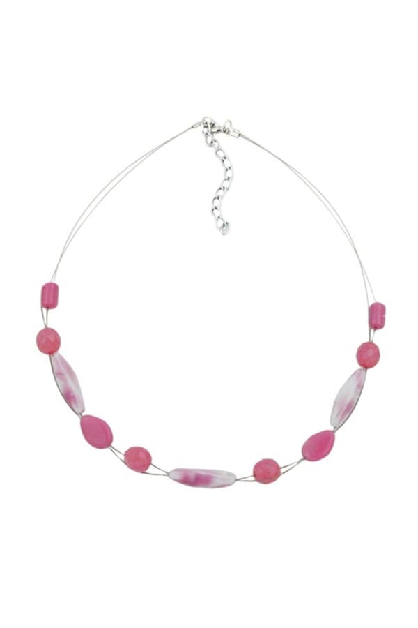 Necklace Glass Beads Pink 45cm - GL02521