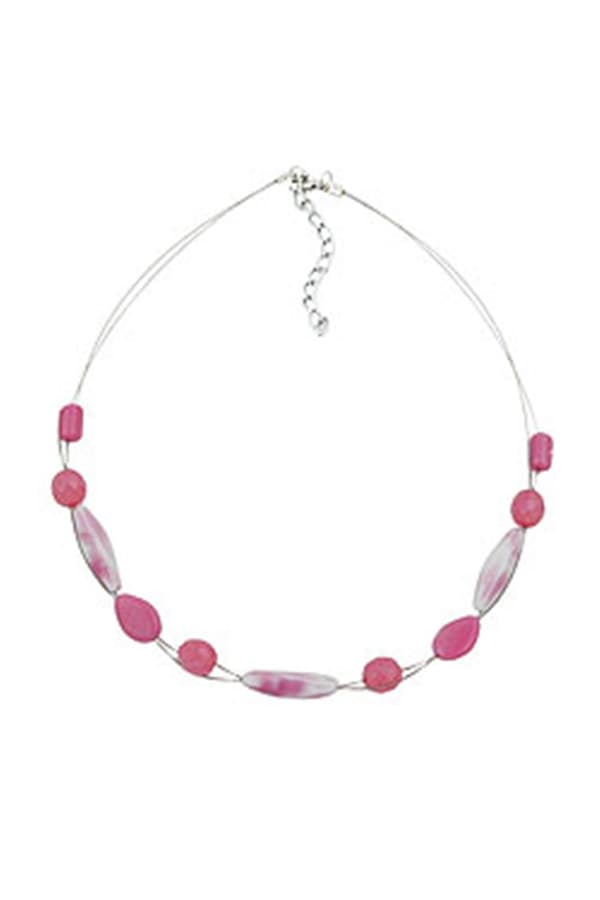 Necklace Glass Beads Pink 45cm - GL02521