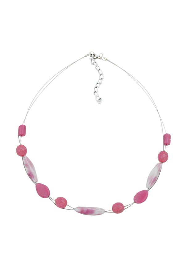 Necklace Glass Beads Pink 45cm - GL02521