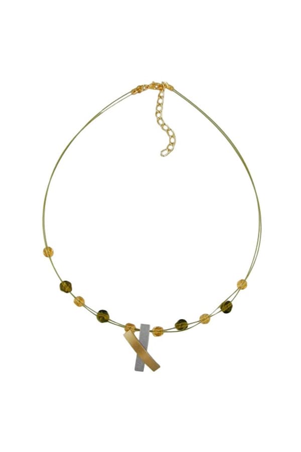 Necklace Metal Pendant X Gold And Graphit Coloured Matt 42cm - GL01674