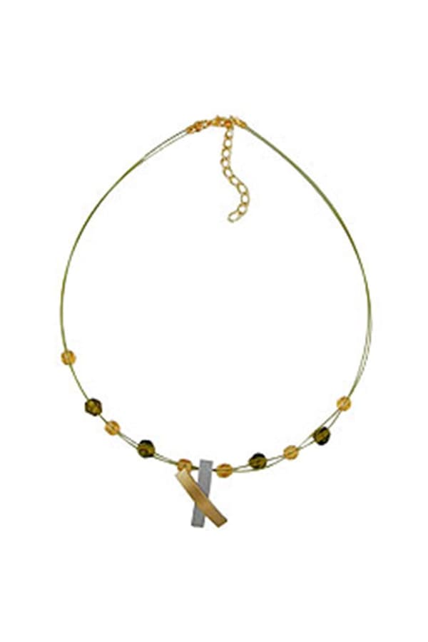 Necklace Metal Pendant X Gold And Graphit Coloured Matt 42cm - GL01674