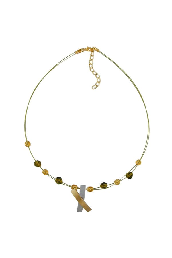 Necklace Metal Pendant X Gold And Graphit Coloured Matt 42cm - GL01674