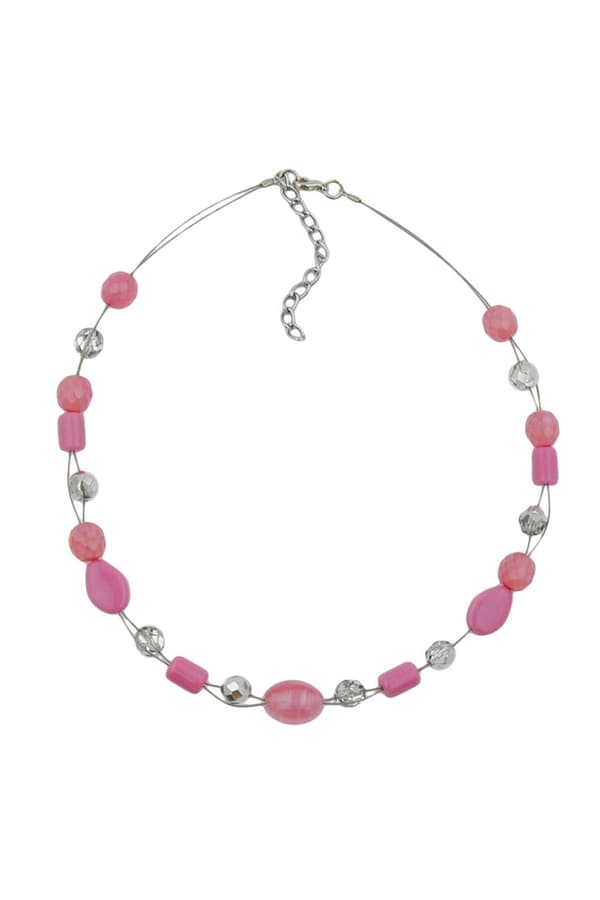 Necklace Pink Transparent Beads On Coated Flexible Wire - GL00918