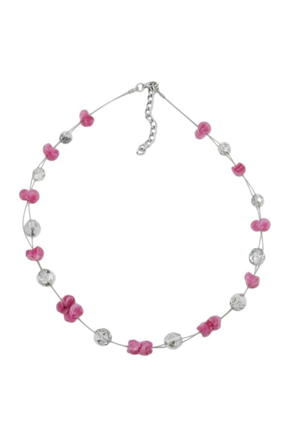 Necklace Antique-Like Pink Silver-Mirrored - GL00694