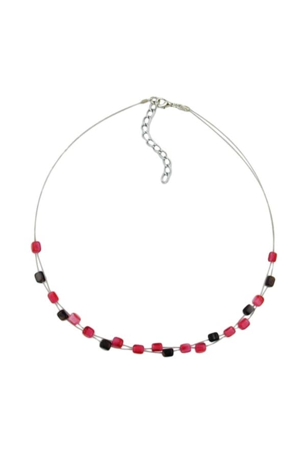 Necklace Glass Beads Cube Beads Pink And Brown - GL00657