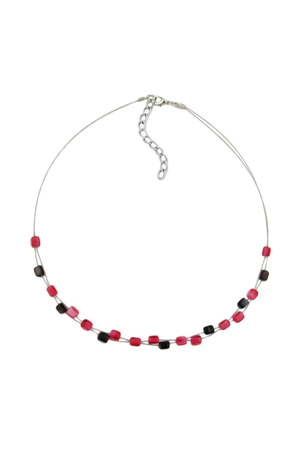 Necklace Glass Beads Cube Beads Pink And Brown - GL00657