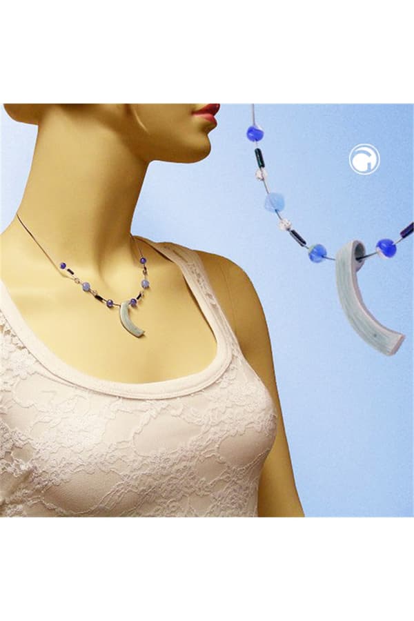 Necklace Angle Grey-Blue-Silver-Coloured 42cm - GL00315