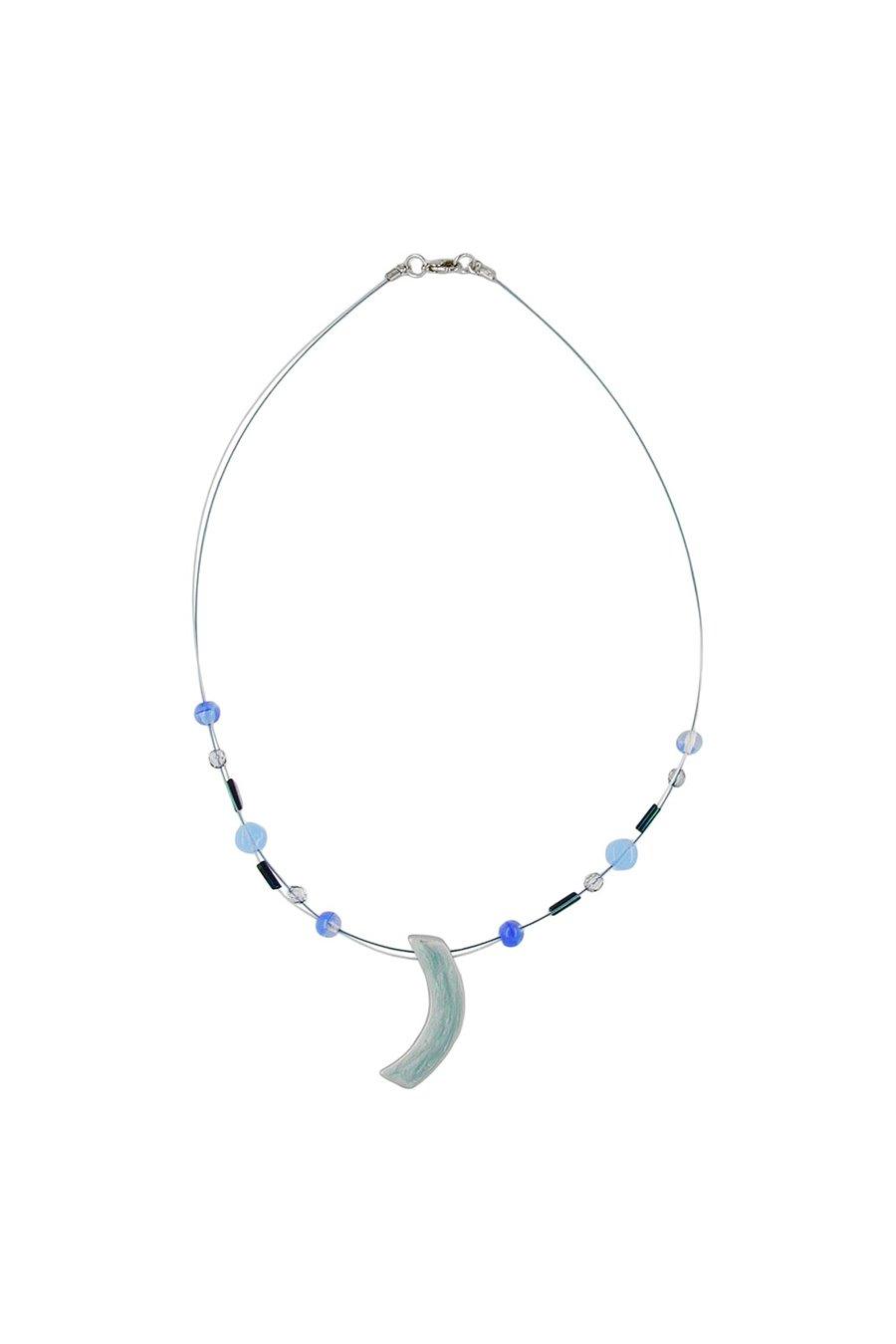 NECKLACE ANGLE GREY-BLUE-SILVER-COLOURED 42CM