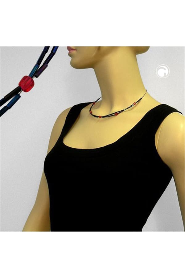 Necklace Glass Beads Blue Ab - GL00111