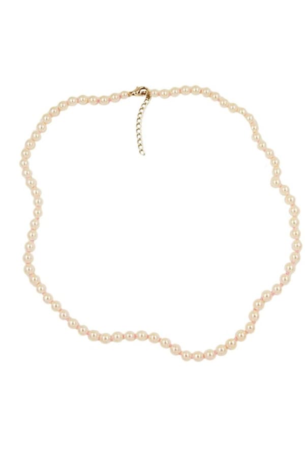Necklace Glass Beads Cream Knotted - GL01003