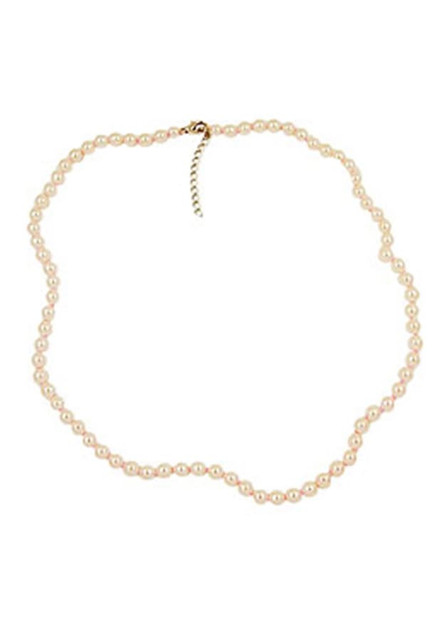 Necklace Glass Beads Cream Knotted - GL01003