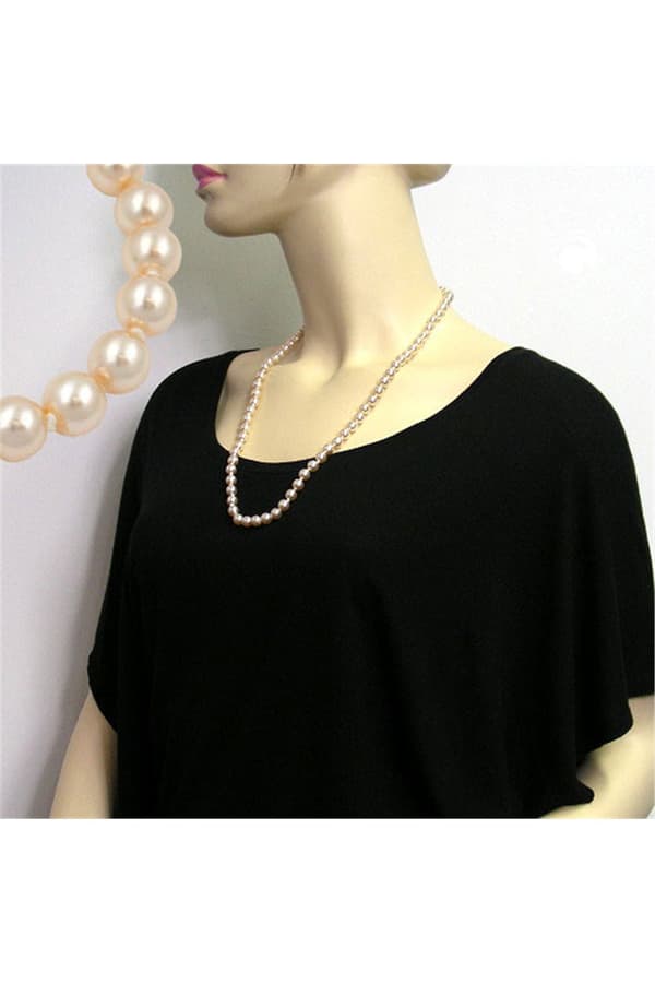 Necklace Glass Beads Cream Knotted - GL01003