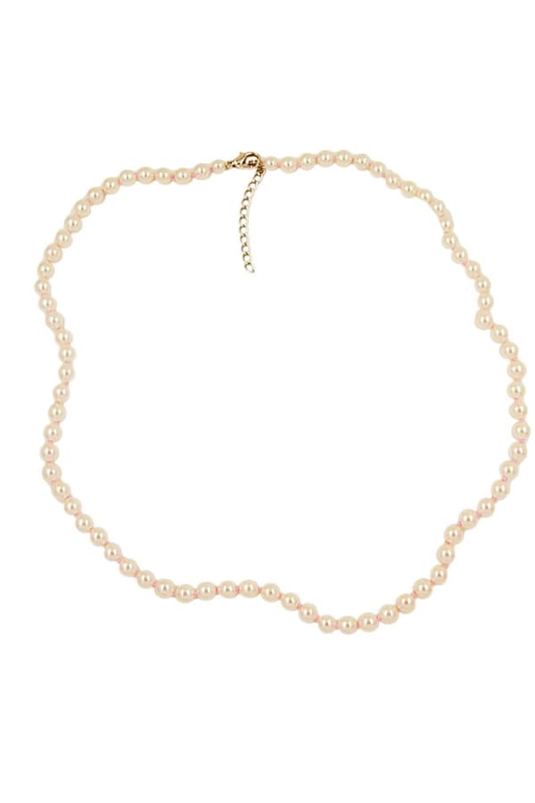 Necklace Glass Beads Cream Knotted - GL01003