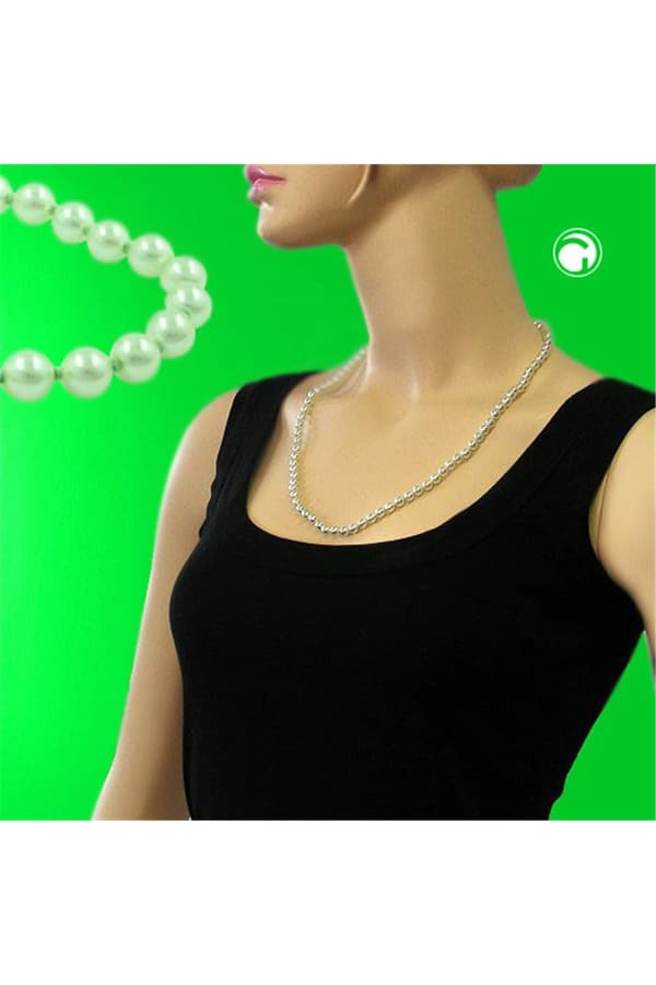 Necklace Glass Beads Light Green 60cm - GL00978