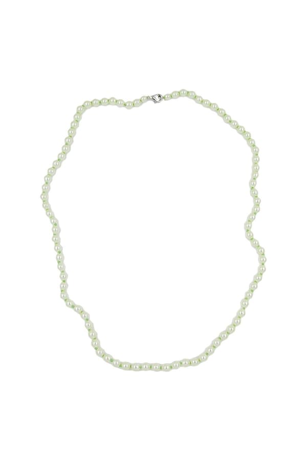 Necklace Glass Beads Light Green 60cm - GL00978