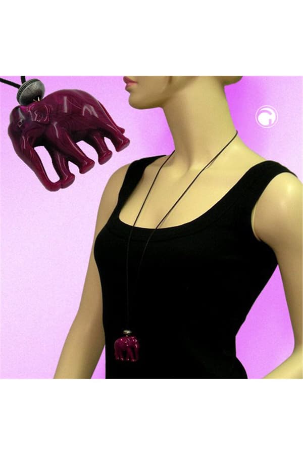 Necklace Elephant Purple Marbled - GL04002