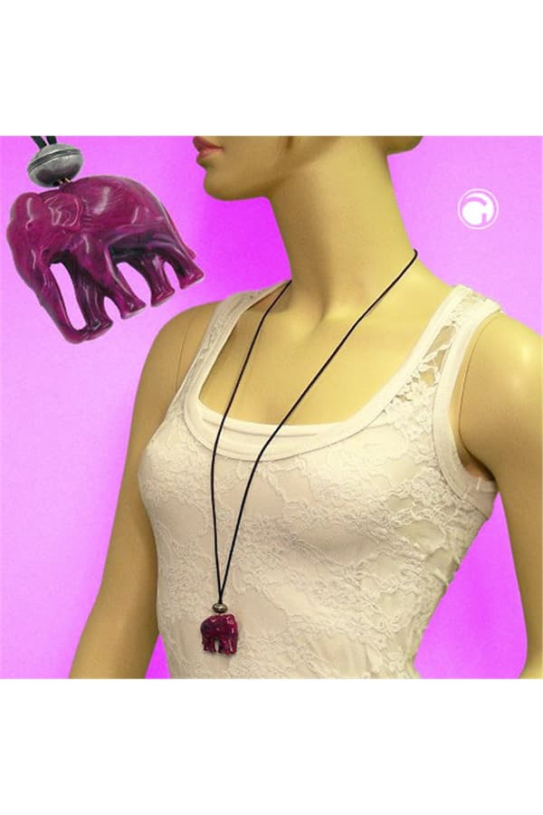 Necklace Elephant Purple Marbled - GL01054