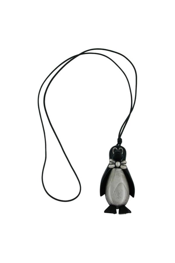 Necklace Penguin Black Antique-Silver 90cm - GL00238