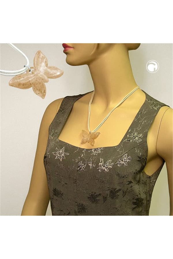 Necklace Butterfly White/ Brown - GL07374