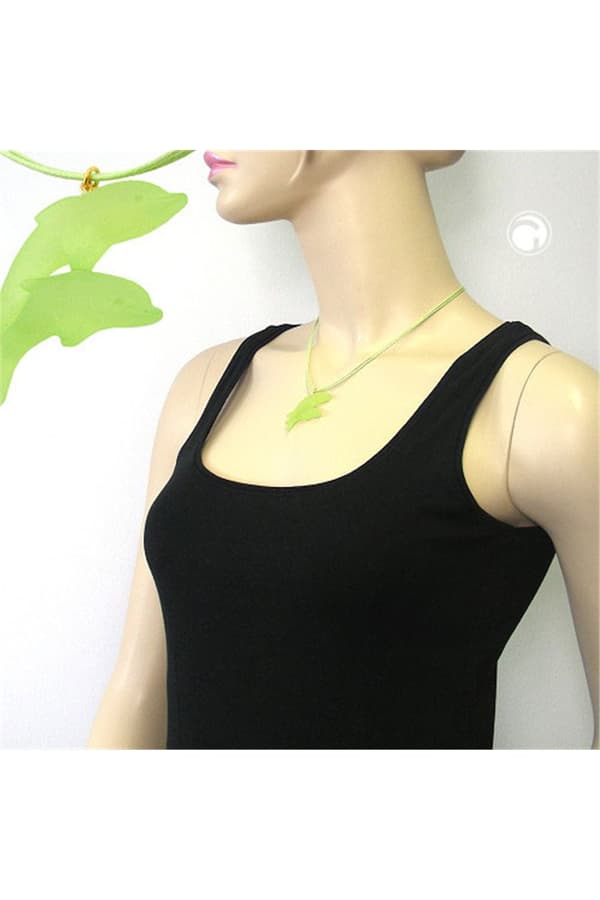 Necklace Dolphin Light Green Matte 45mm - GL06254