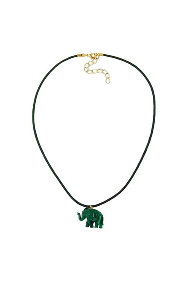 Necklace Elephant Tiny Dark Green Marbled - GL04819