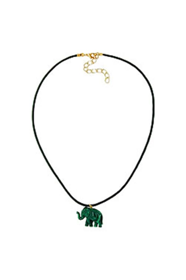 Necklace Elephant Tiny Dark Green Marbled - GL04819