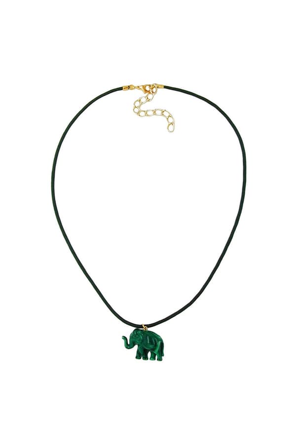 Necklace Elephant Tiny Dark Green Marbled - GL04819