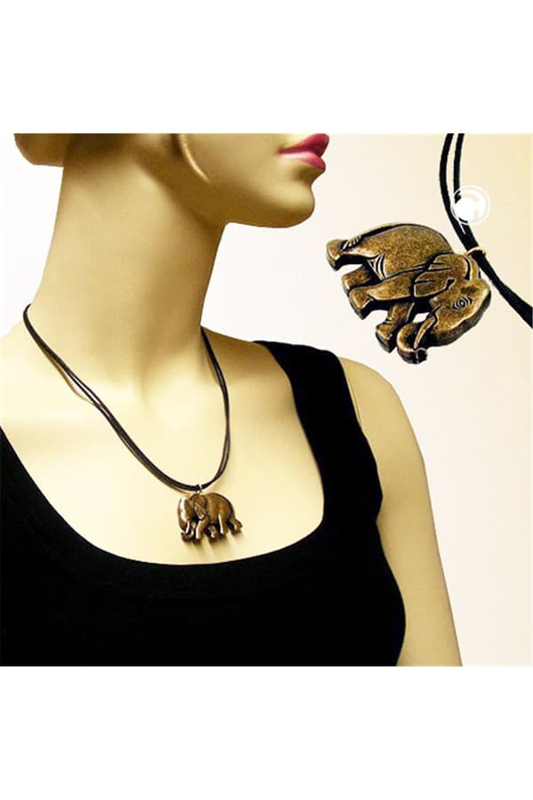 Necklace Elephant Black-Gold-Coloured - GL00468