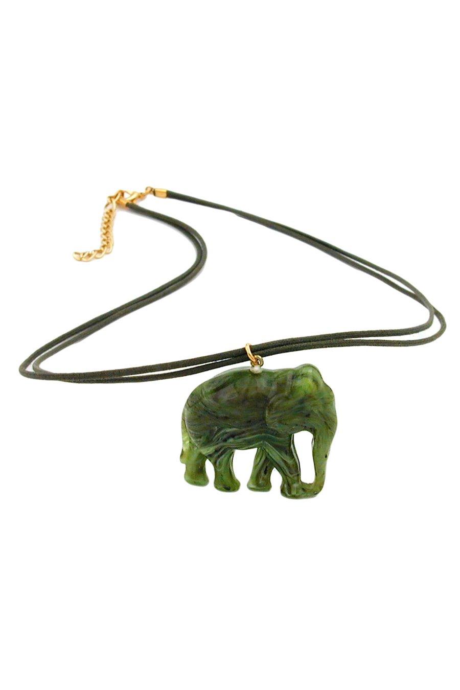 NECKLACE ELEPHANT GREEN/ OLIVE