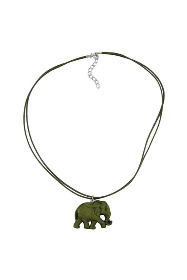 Necklace Elephant Green/ Olive Coloured - GL01293