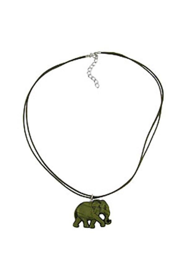 Necklace Elephant Green/ Olive Coloured - GL01293