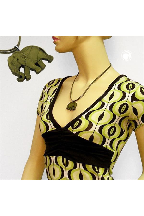 Necklace Elephant Green/ Olive Coloured - GL01293