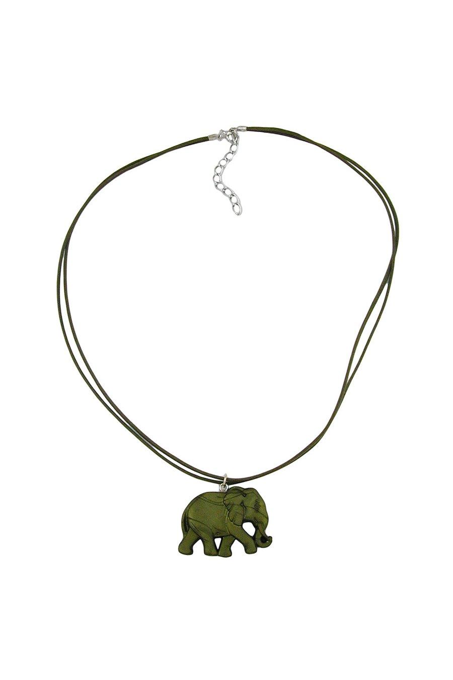 NECKLACE ELEPHANT GREEN/ OLIVE COLOURED