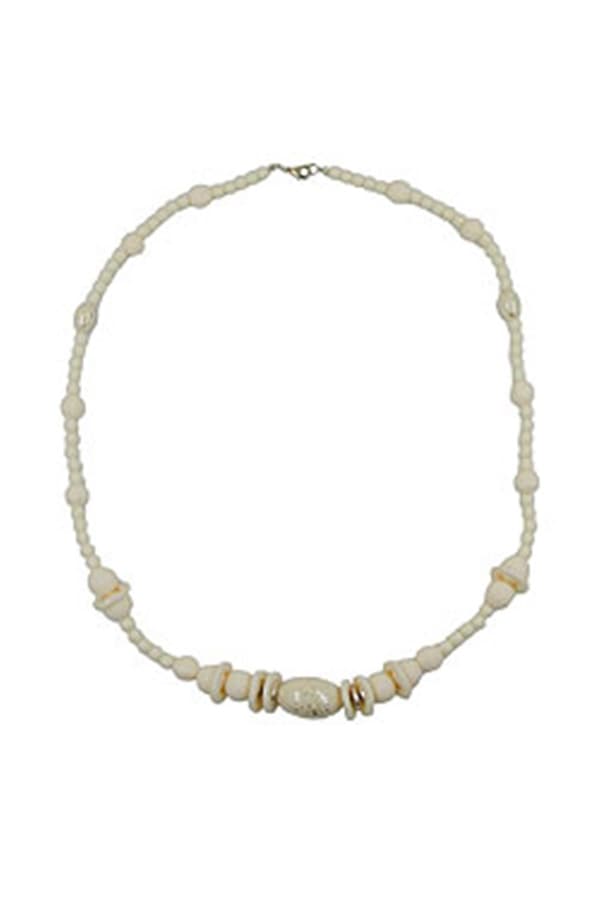 Necklace Beads Creme Silver-Tone 70cm - GL07450
